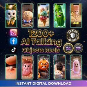 1200+ AI Talking Object Videos with PLR & MRR Rights | Viral Faceless Reels for Instagram, TikTok & YouTube Shorts