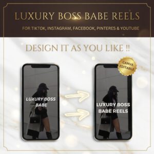 2000+ Luxury Aesthetic Boss Babe Reels Bundle with Full MRR & PLR Rights | Faceless Canva Templates for Instagram & TikTok