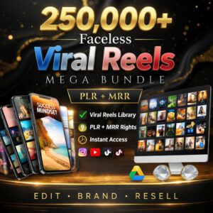 250,000+ Viral Faceless Reels Mega Bundle | PLR & MRR Rights | Instagram, TikTok & YouTube Shorts