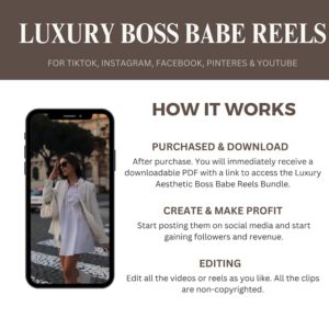 2000+ Luxury Aesthetic Boss Babe Reels Bundle with Full MRR & PLR Rights | Faceless Canva Templates for Instagram & TikTok
